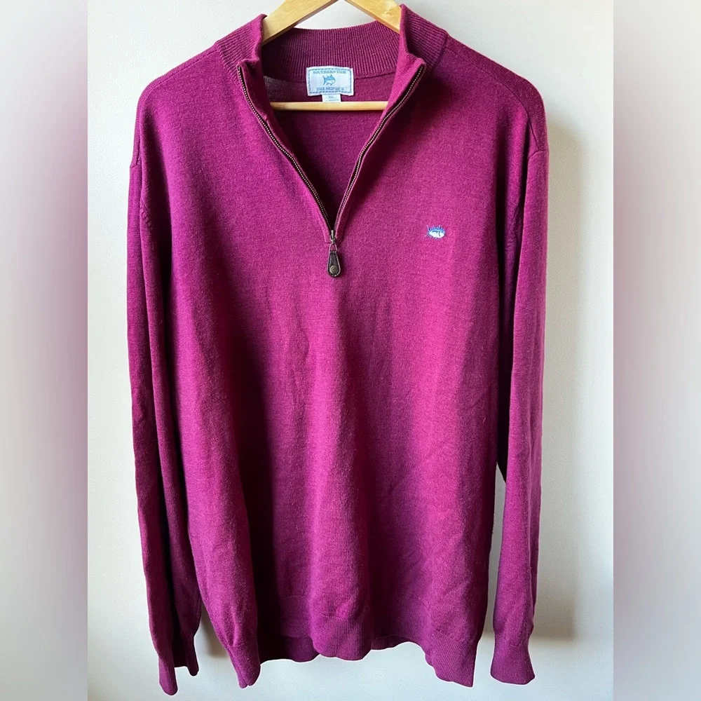 SOUTHERN TIDE Skipjack Quarter Zip Merino Wool‎ Sweater Soft Preppy Luxury XXL